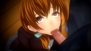 Tetona hentai chica chupando polla y follada en el apretado coño