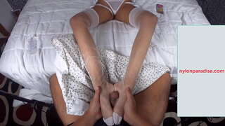 Sperma op nylon Féiss Sohlen